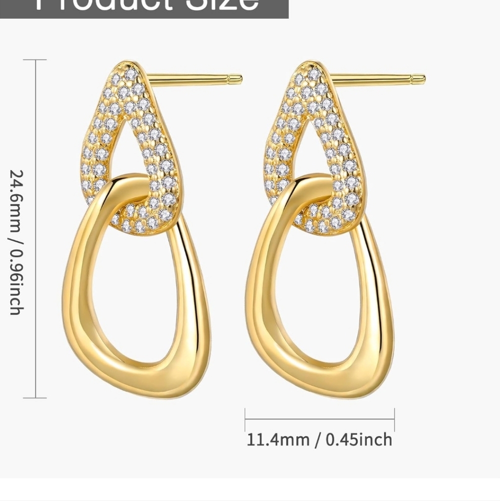 Elegant Gold and Silver Teardrop Earrings - Picture 6 of 6